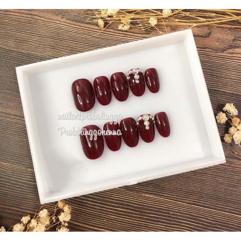 Nail Art Merah Maroon Simple 58 Koleksi Gambar