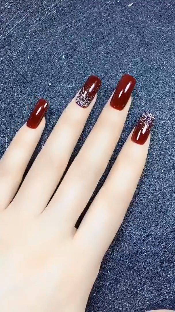 Detail Nail Art Merah Maroon Simple Nomer 50