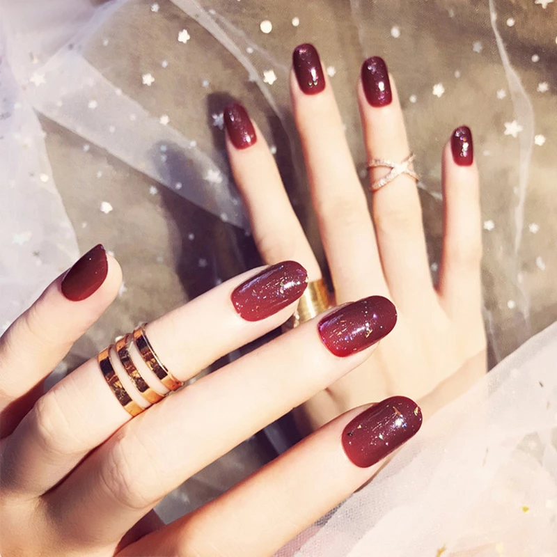 Detail Nail Art Merah Maroon Simple Nomer 53