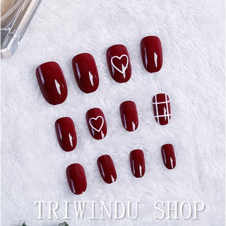 Detail Nail Art Merah Maroon Simple Nomer 58