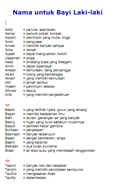 Detail Nama Islami Bayi Laki2 Nomer 36