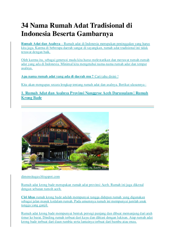 Detail Nama Rumah Adat Nanggroe Aceh Darussalam Nomer 48