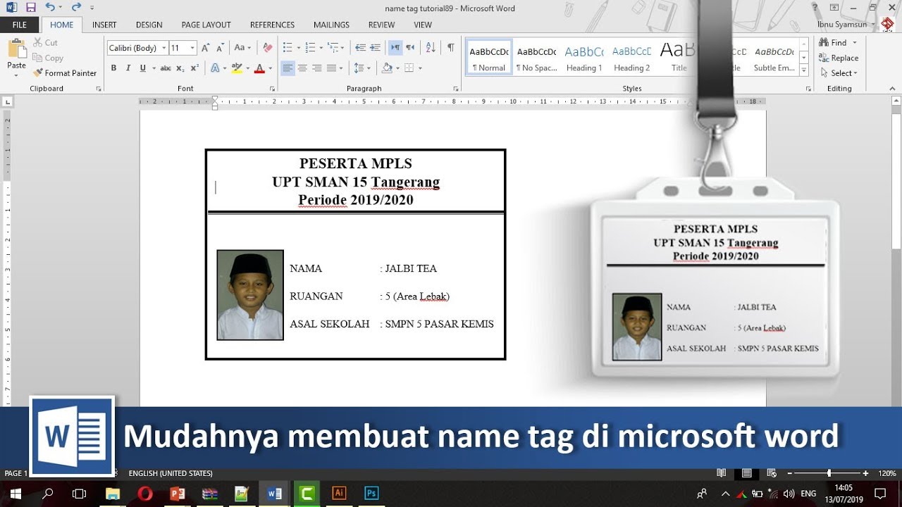 Detail Name Tag Anak Sd Nomer 28