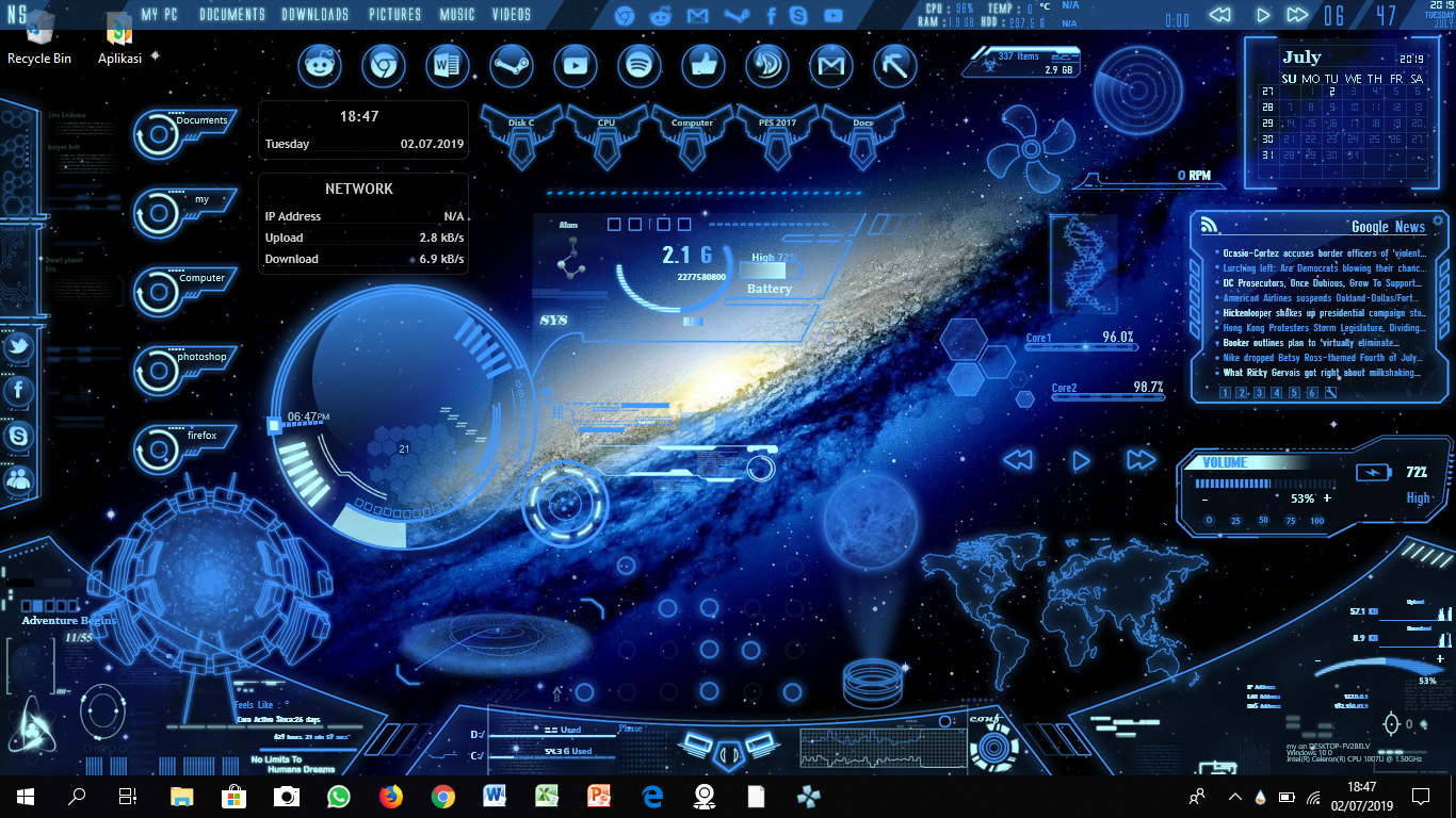 Detail Neon Space Rainmeter Nomer 46