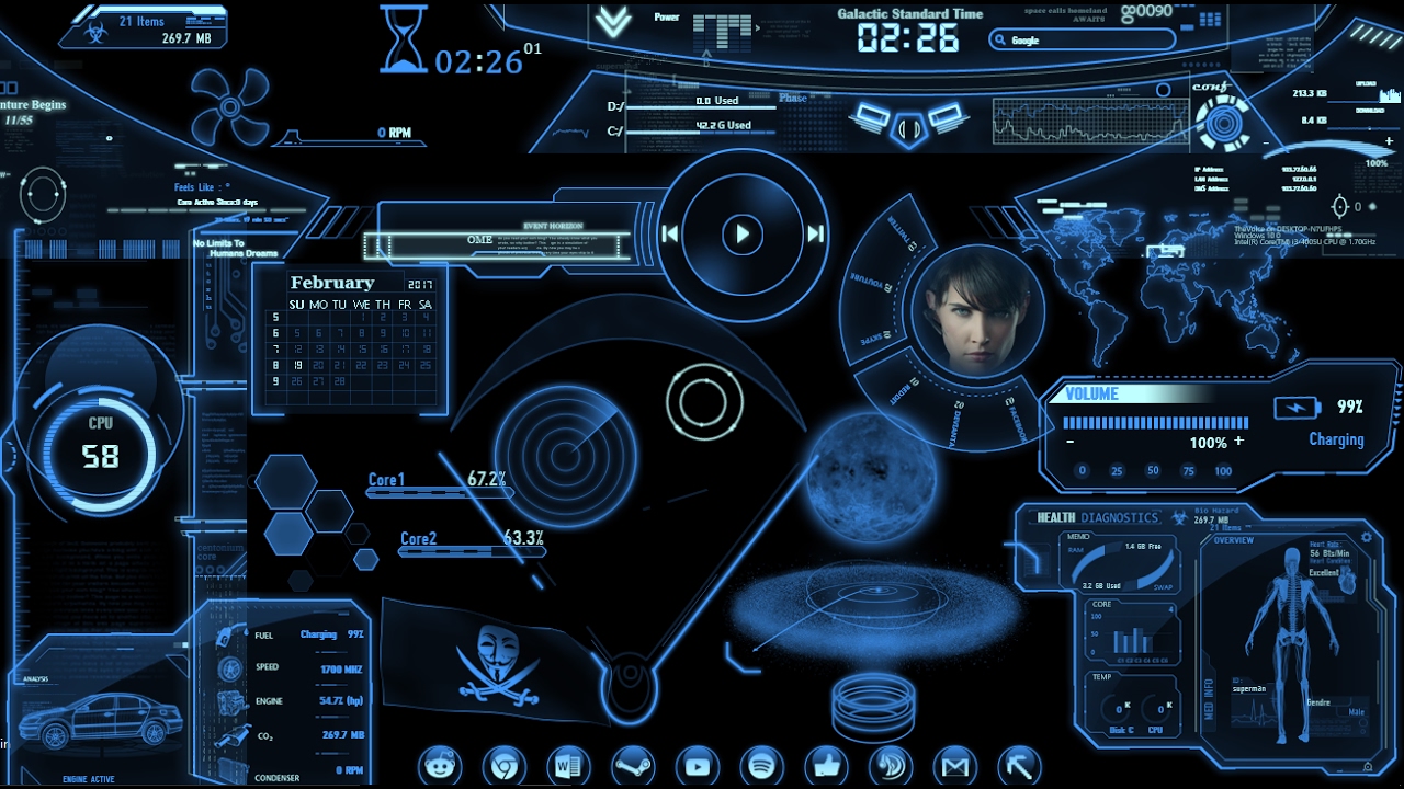 Detail Neon Space Rainmeter Nomer 6