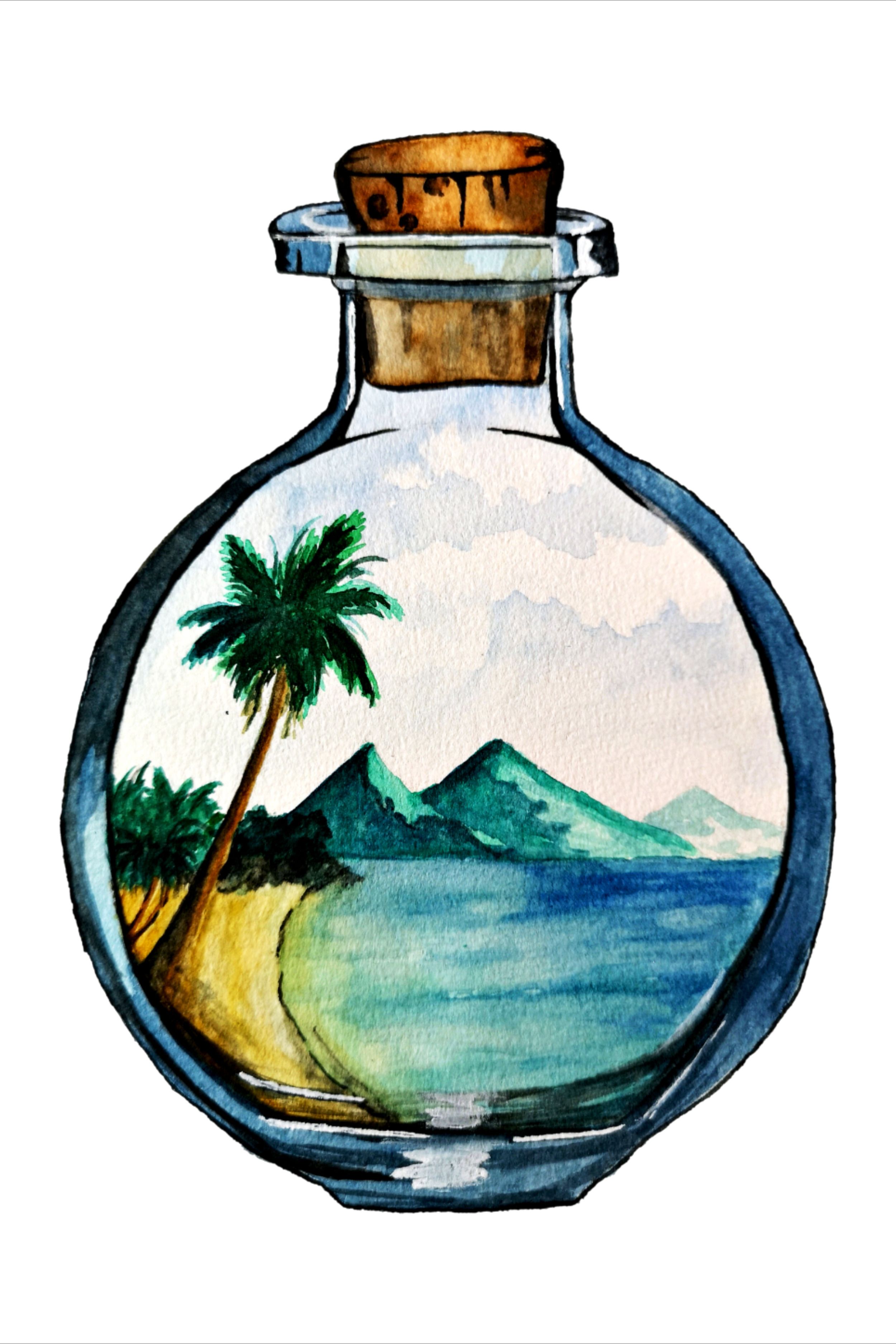 Detail Bottle Watercolor Nomer 16