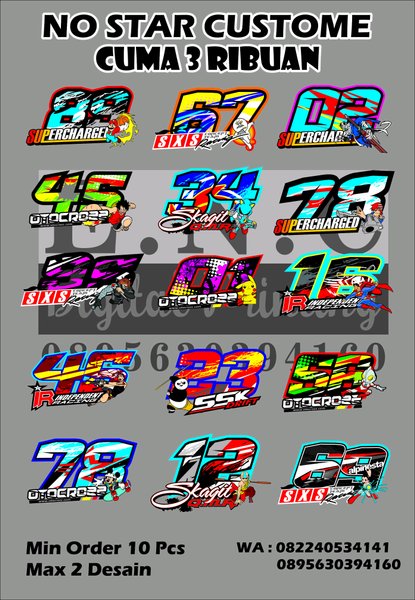 Detail Desain Stiker Nama Racing Nomer 9