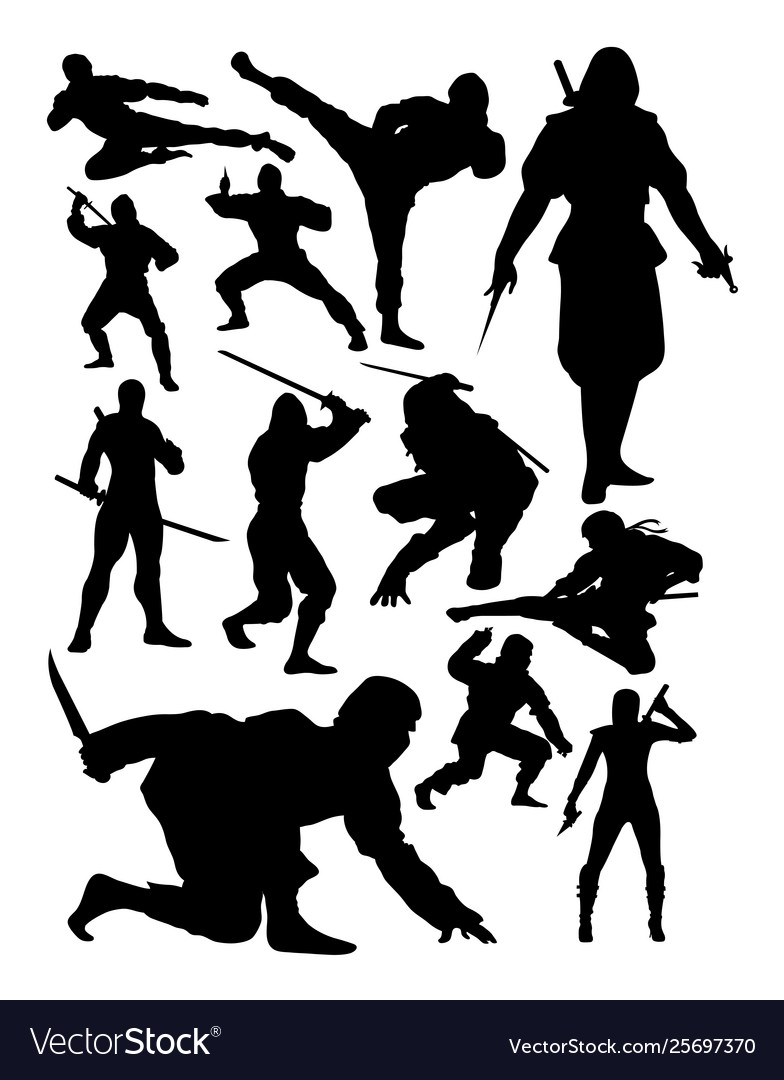 Detail Ninja Silhouette Clip Art Nomer 3