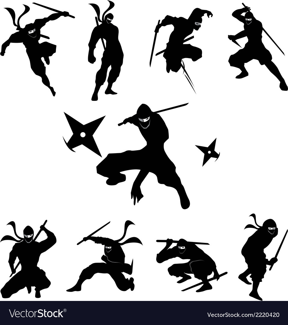 Detail Ninja Silhouette Clip Art Nomer 4