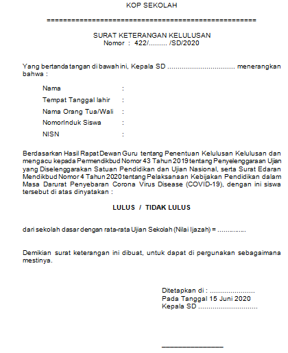 Detail Nomor Surat Keterangan Lulus Nomer 19
