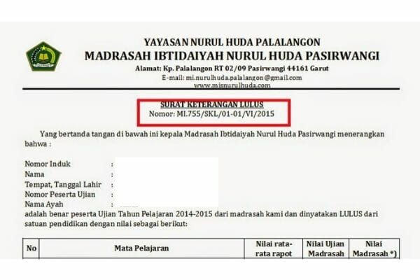 Detail Nomor Surat Keterangan Lulus Nomer 21