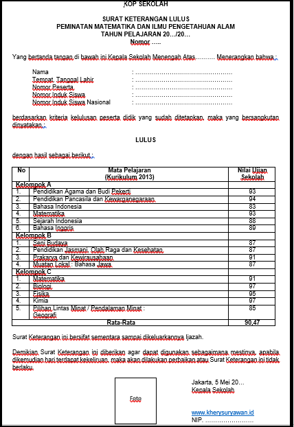 Detail Nomor Surat Keterangan Lulus Nomer 26