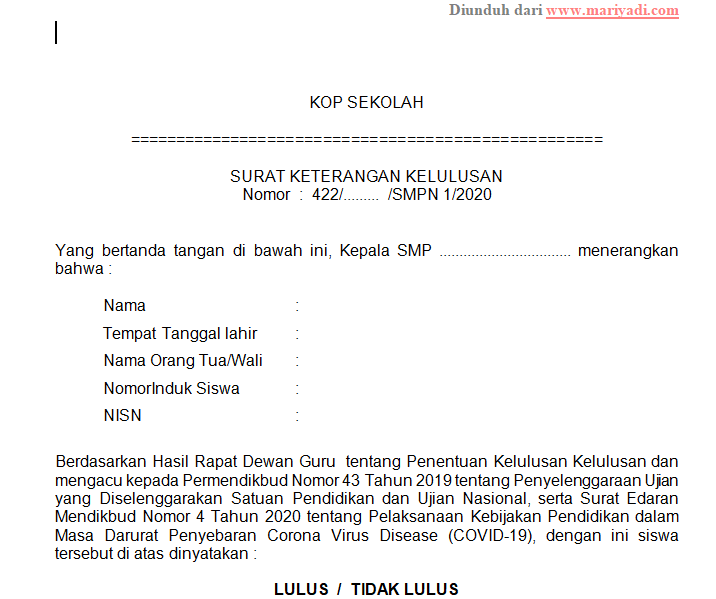 Detail Nomor Surat Keterangan Lulus Nomer 30