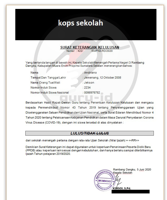 Detail Nomor Surat Keterangan Lulus Nomer 37