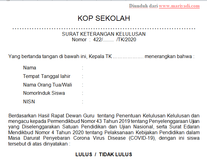 Detail Nomor Surat Keterangan Lulus Nomer 43