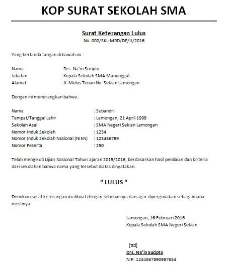 Detail Nomor Surat Keterangan Lulus Nomer 7