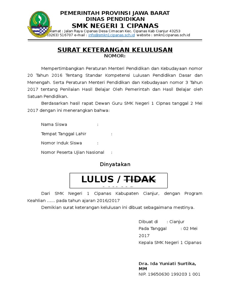 Detail Nomor Surat Keterangan Lulus Nomer 8