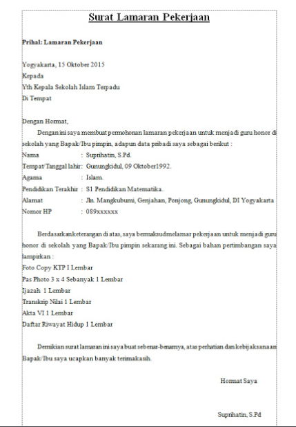 Detail Nomor Surat Lamaran Kerja Nomer 35