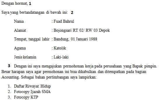 Detail Nomor Surat Lamaran Kerja Nomer 41