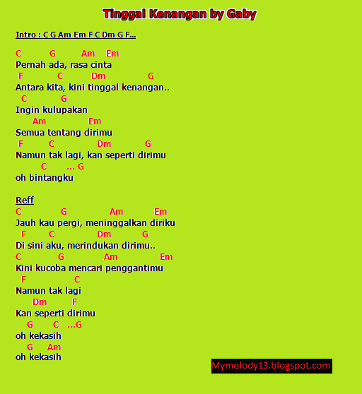 Not Tinggal Kenangan Detail Not Gitar Gaby Tinggal Kenangan Koleksi Nomer 2