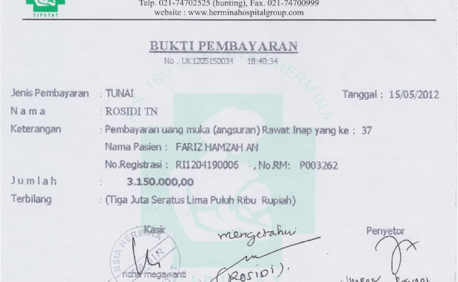 Detail Nota Pembayaran Rumah Sakit Nomer 41