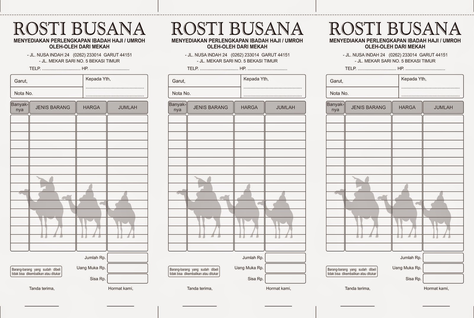 Detail Nota Rumah Makan Nomer 33