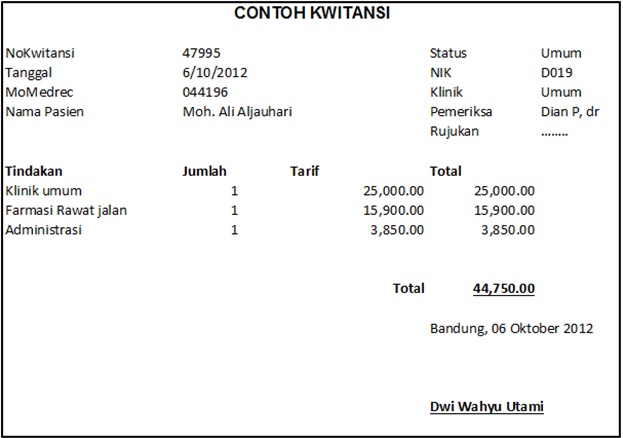 Detail Nota Rumah Sakit Nomer 18