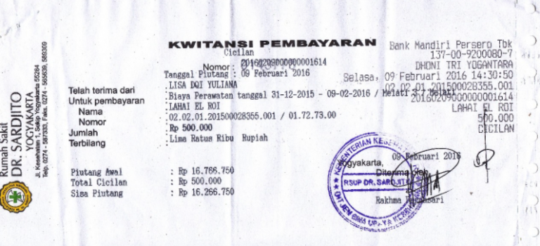 Detail Nota Rumah Sakit Nomer 26