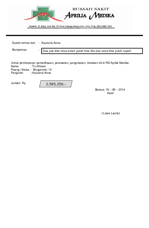 Detail Nota Rumah Sakit Nomer 46