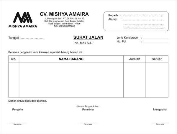 Detail Nota Surat Jalan Nomer 3