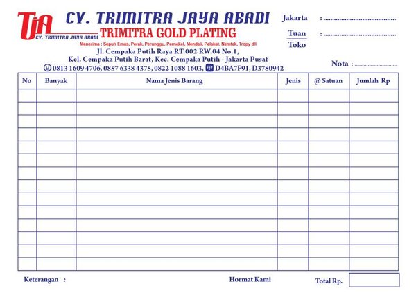 Detail Nota Surat Jalan Nomer 24