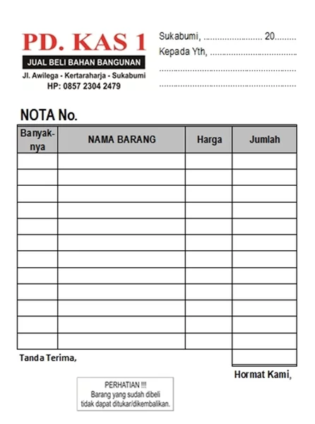 Detail Nota Surat Jalan Nomer 27