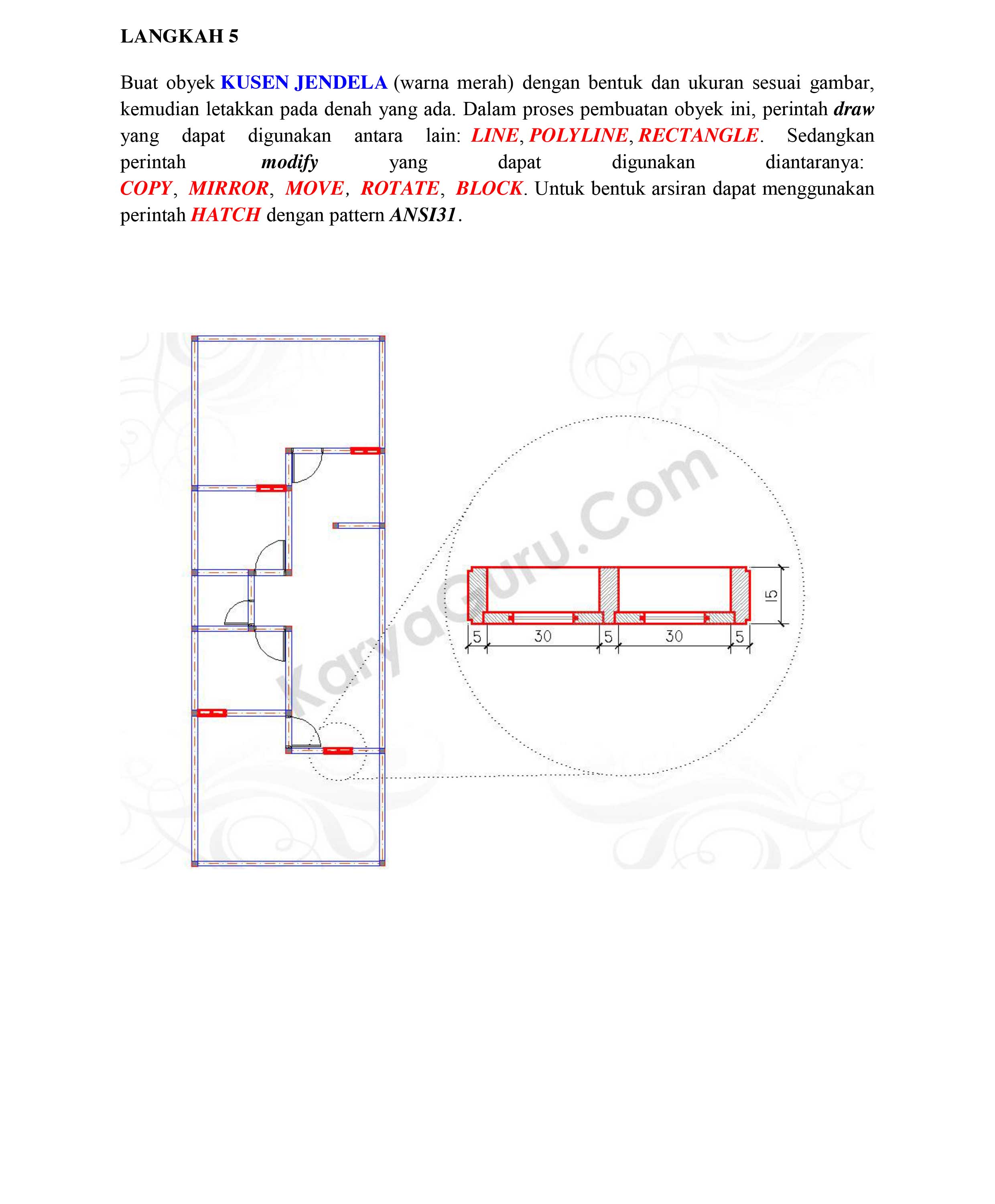 Detail Notasi Symbol Pintu Jendela Pada Gambar Denah Autocad Nomer 7