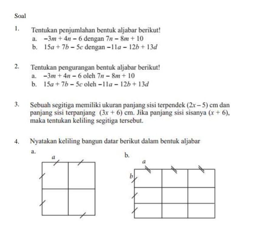 Detail Nyatakan Keliling Bangun Datar Berikut Dalam Bentuk Aljabar Nomer 27