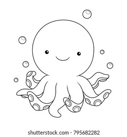 Detail Octopus Clipart Black And White Nomer 17