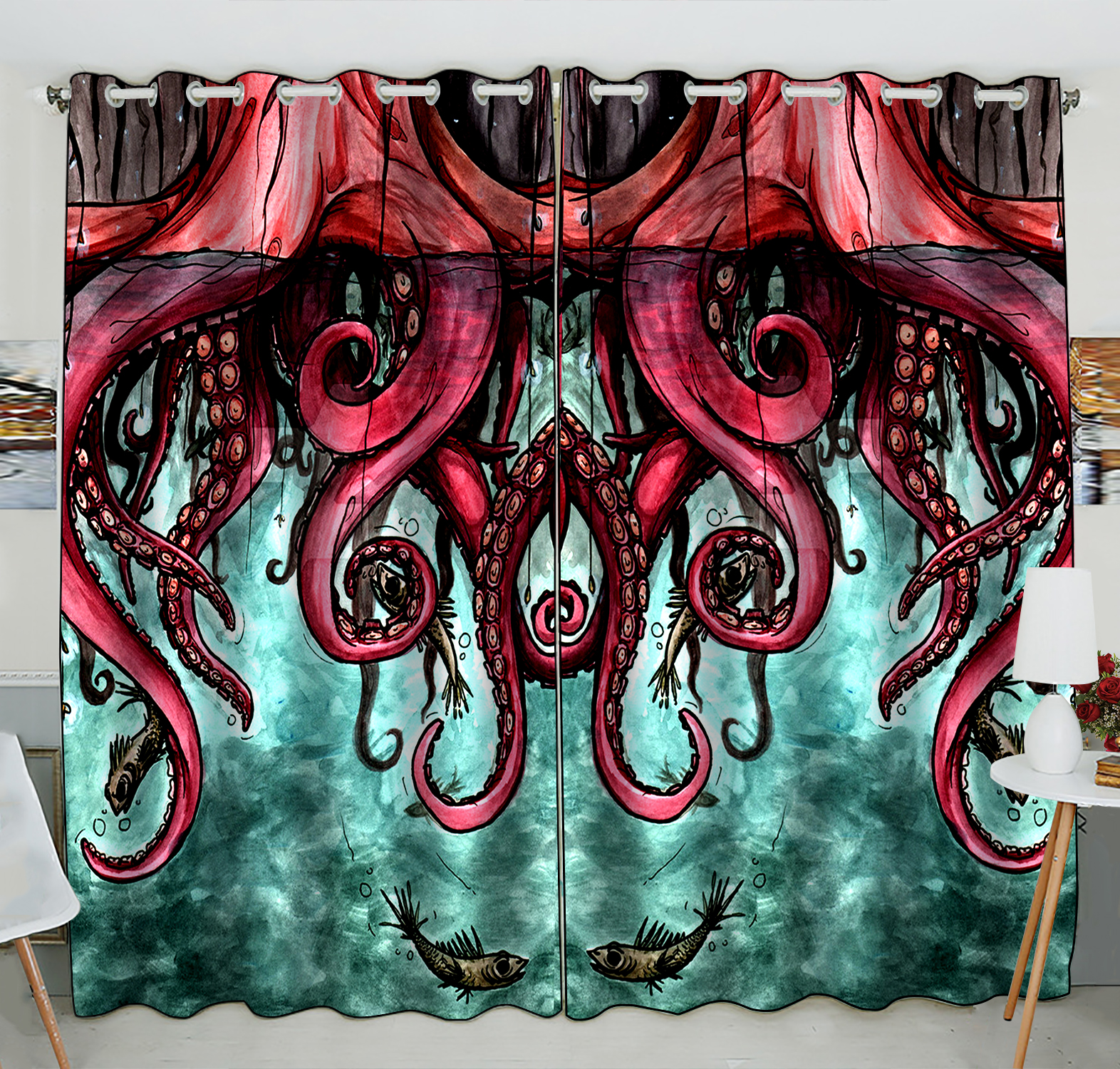 Detail Octopus Window Curtains Nomer 10