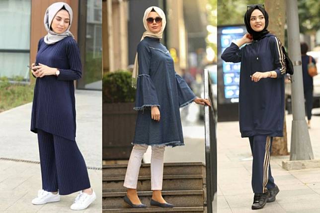 Ootd Baju Biru Dongker Hijab - KibrisPDR