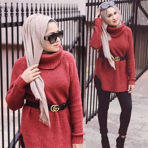 Detail Ootd Maroon Hijab Nomer 44