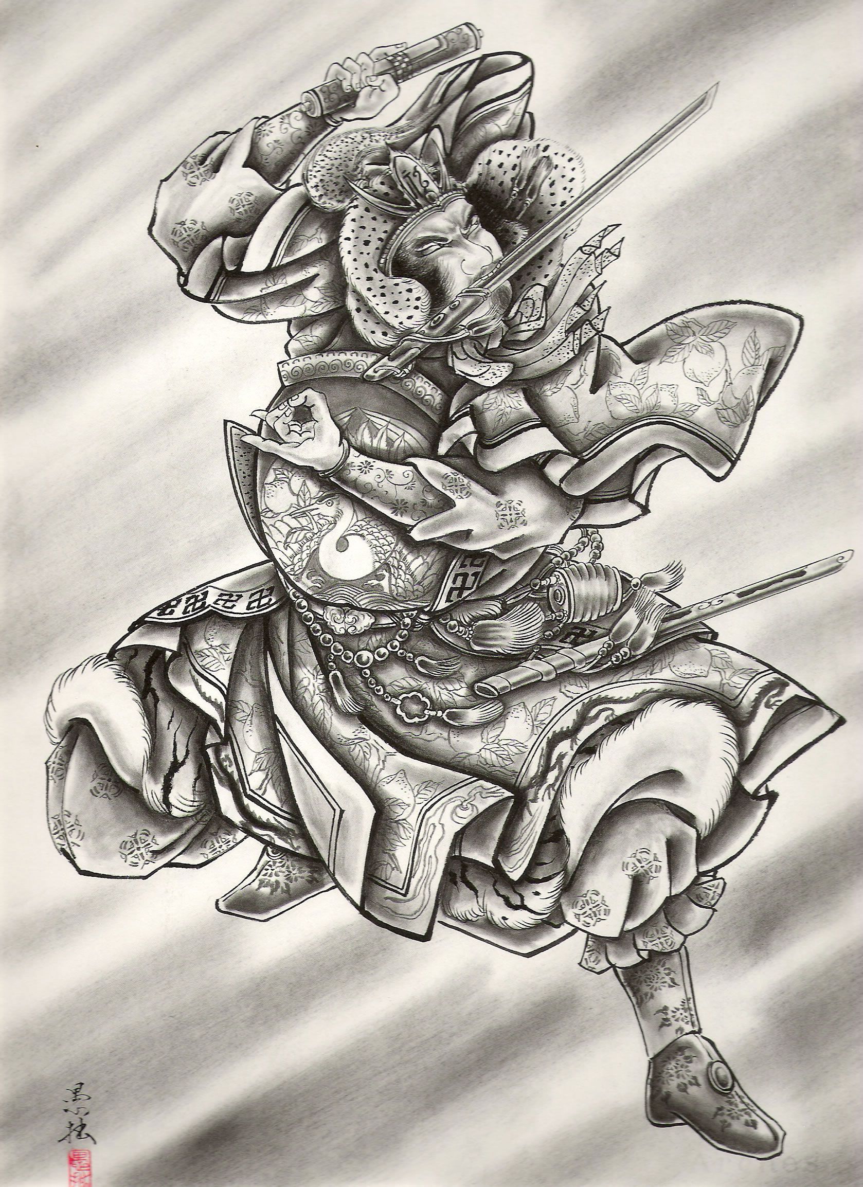 Detail Desain Tato Samurai Jepang Nomer 42