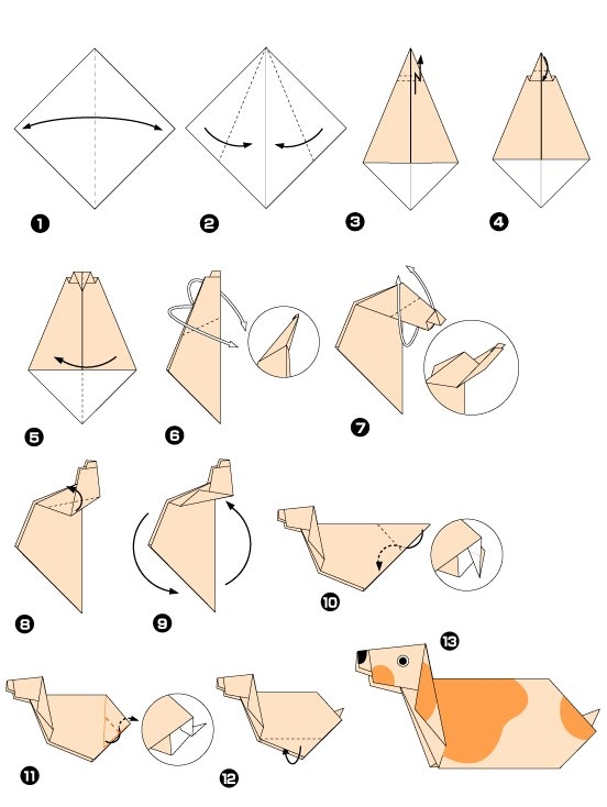 Detail Origami Anjing Nomer 8