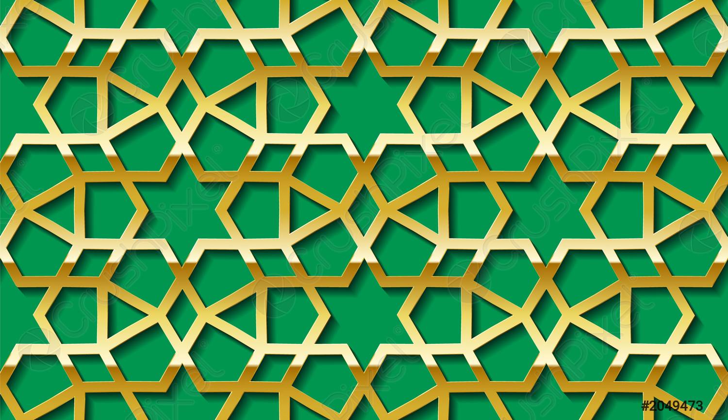 Detail Ornament Islamic Green Nomer 18