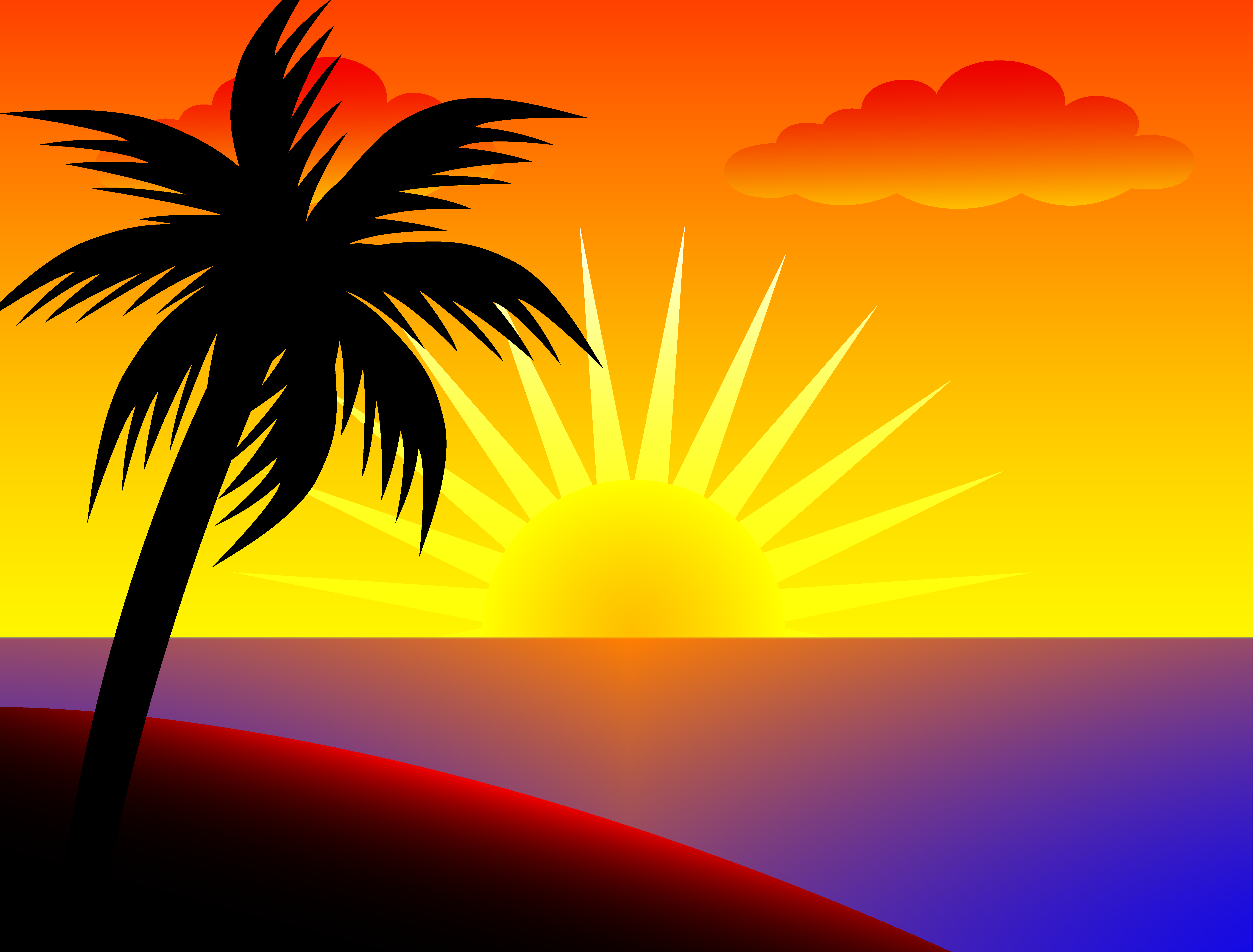 Detail Palm Tree And Sun Clipart Nomer 36