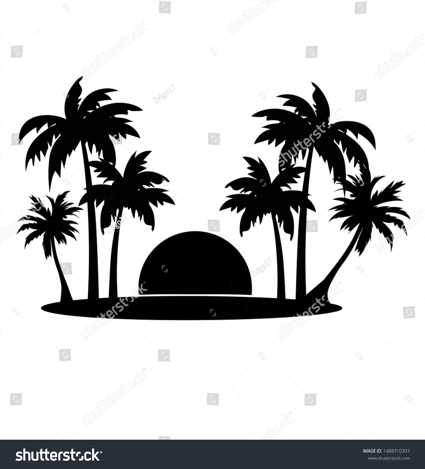 Detail Palm Tree Clip Art Silhouette Nomer 37
