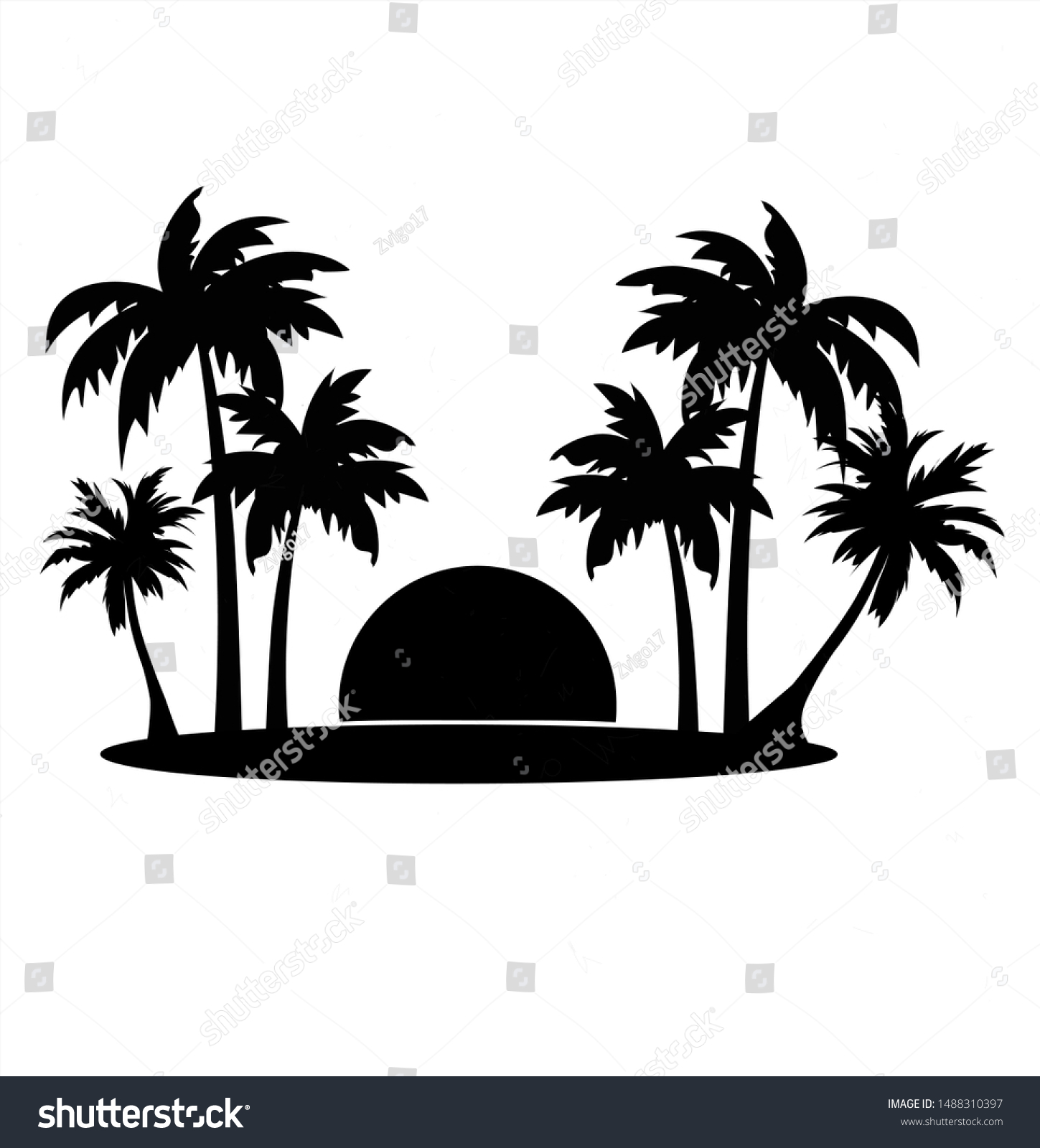 Detail Palm Tree Clip Art Vector Nomer 46