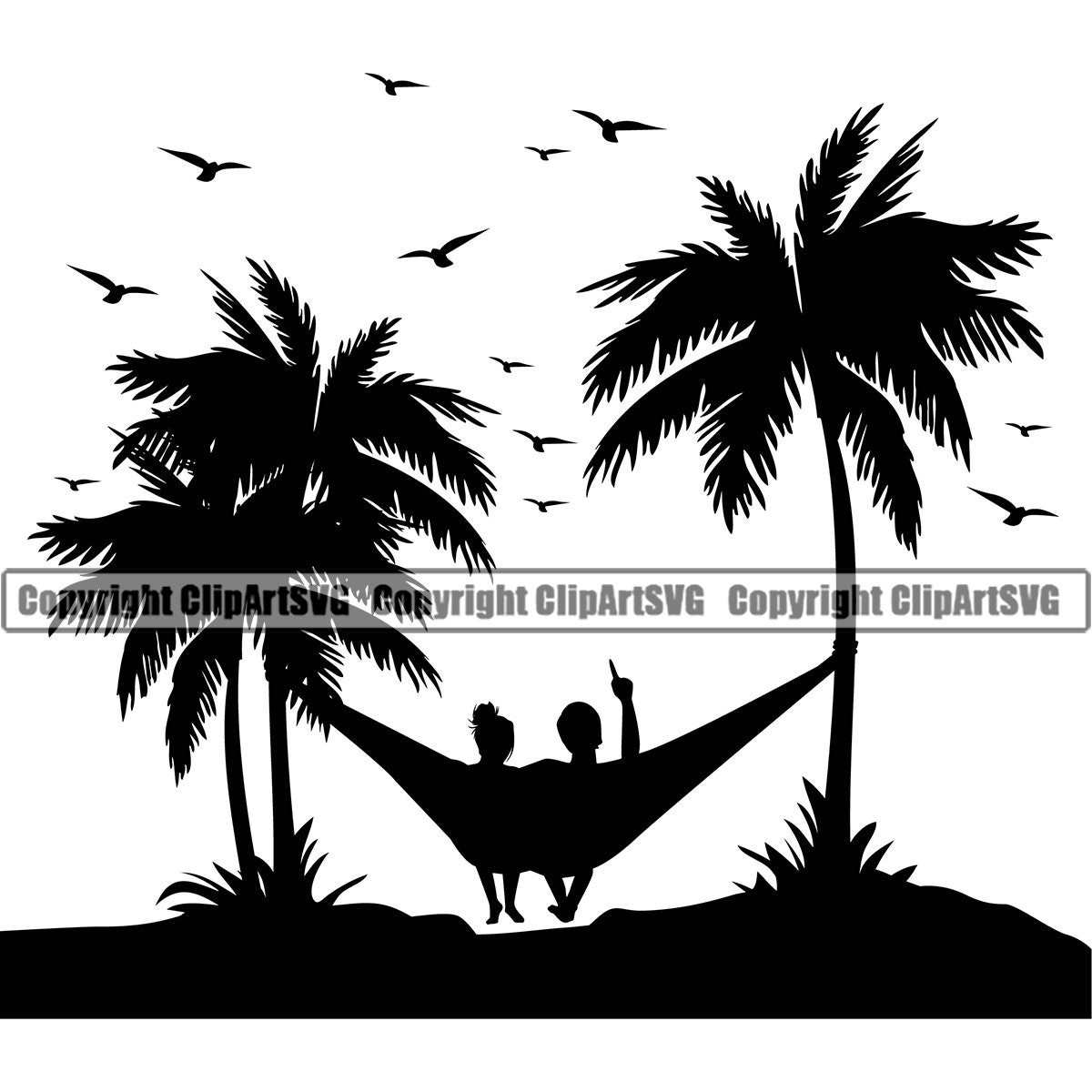 Detail Palm Tree Hammock Clip Art Nomer 22