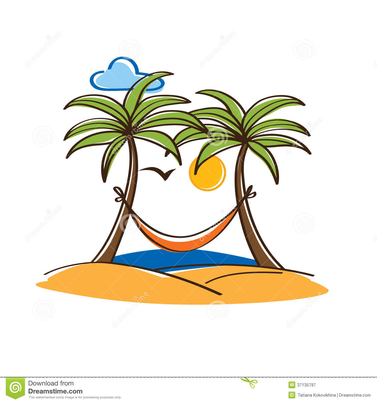 Detail Palm Tree With Hammock Clipart Nomer 15