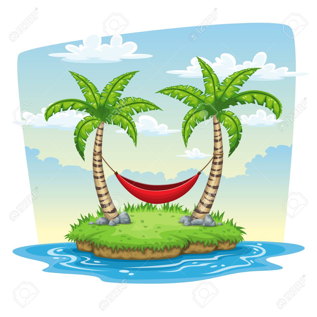 Detail Palm Tree With Hammock Clipart Nomer 32