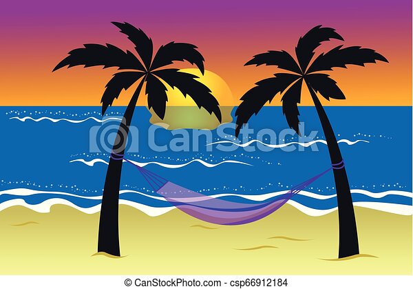 Detail Palm Trees With Hammock Clipart Nomer 43