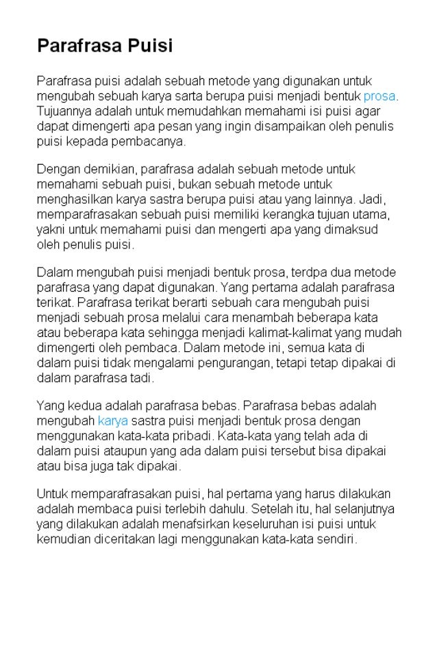 Detail Parafrase Puisi Anak Nomer 6