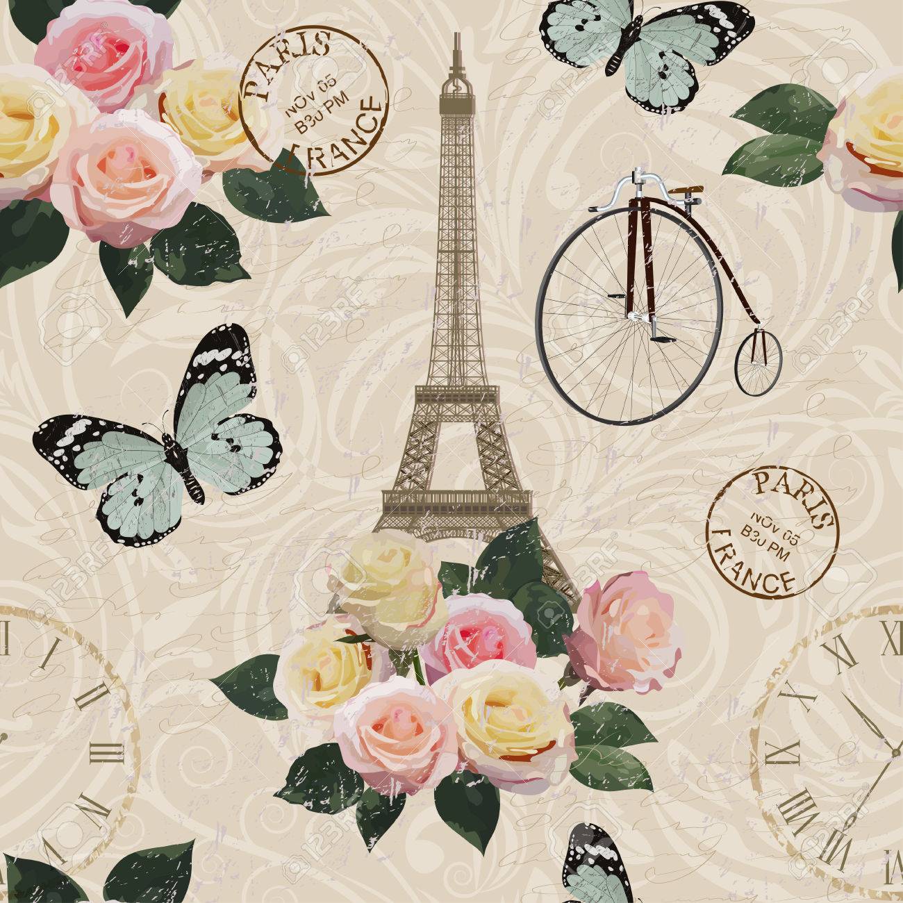 Detail Paris Vintage Wallpaper Nomer 8